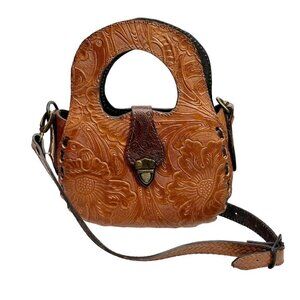 Genuine Tooled Leather Brown Bag Purse Satchel Artisan bohemian western cowgirl